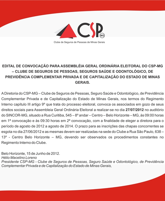 Edital de Convocação para Assembleia Geral Ordinária Eleitoral