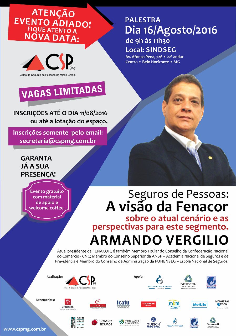 Palestra com Armando Vergílio é transferida para 16/08